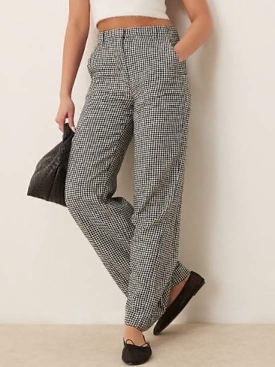 Abercrombie & Fitch Pants - Abercrombie & Fitch Straight Leg Black & White Gingham Linen Blend Pants Size 2